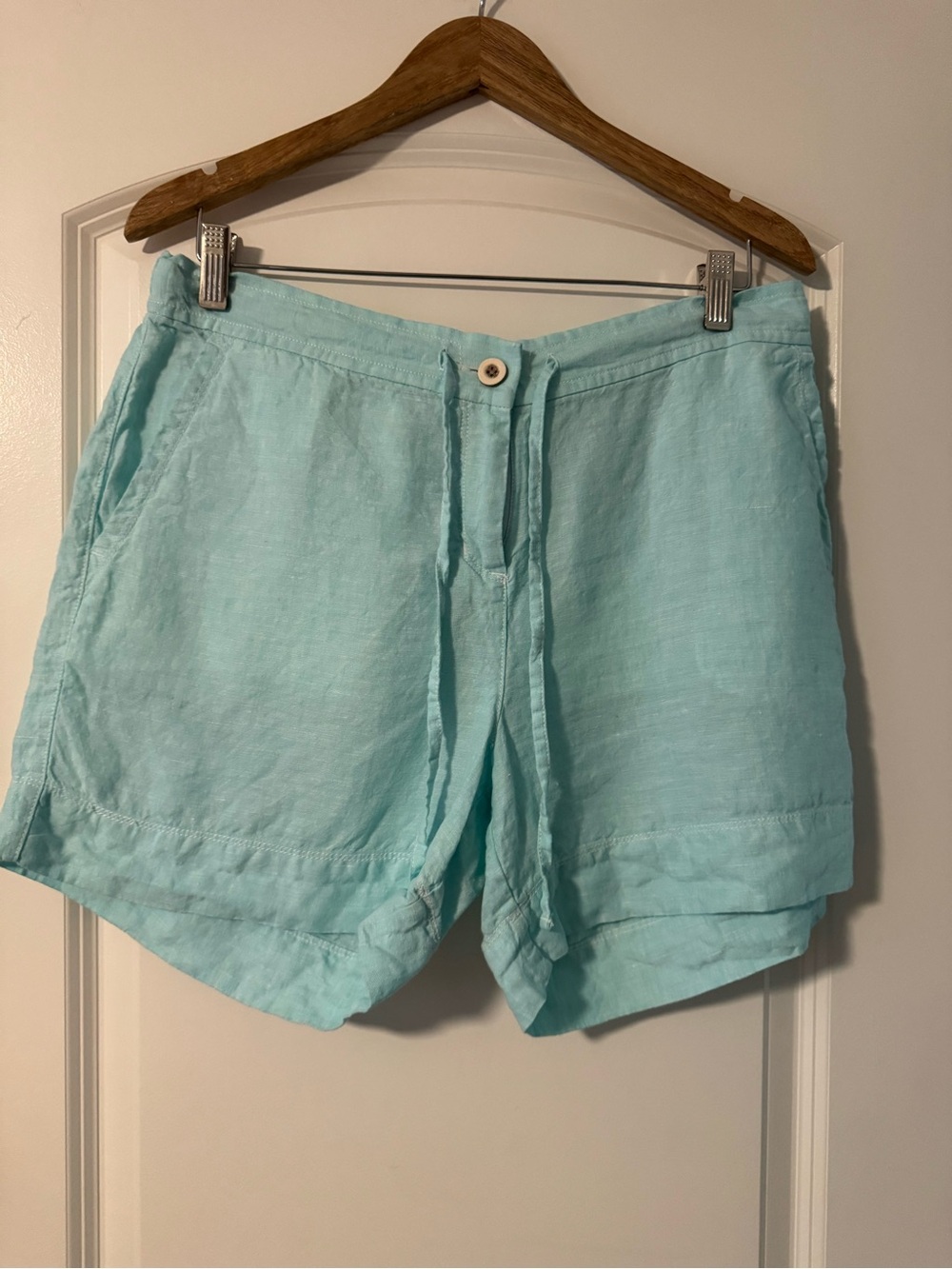 Light Aqua Linen  Shorts